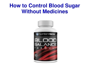 How to Control Blood Sugar Without Medicines