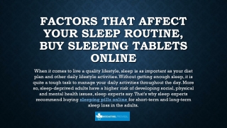 Factors That Affect Your Sleep Routine, Buy Sleeping Tablets Online