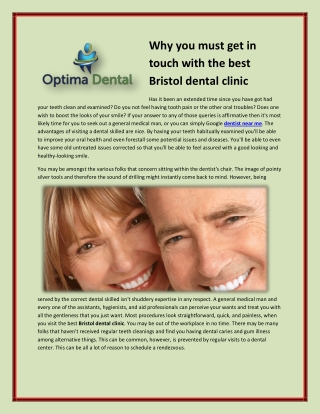 Why you must get in touch with the best Bristol dental clinic