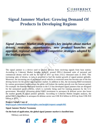 Signal Jammer Market Demand 2018 : Rising Impressive Business Opportunities Analysis Forecast By 2026