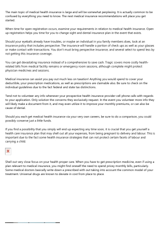 Helpful Suggestions And Knowledge About Medical Insurance