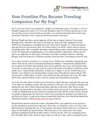 How Frontline Plus Became Traveling Companion For My Dog