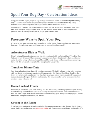 Spoil Your Dog Day - Celebration Ideas