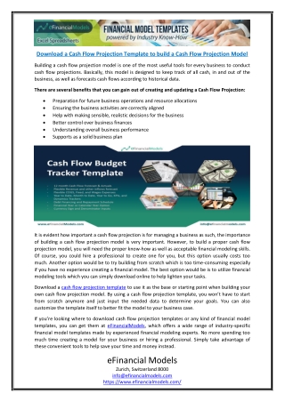 Download a Cash Flow Projection Template to build a Cash Flow Projection Model