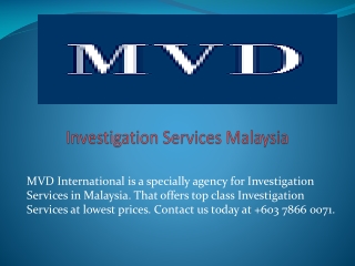 Investigation Services Malaysia