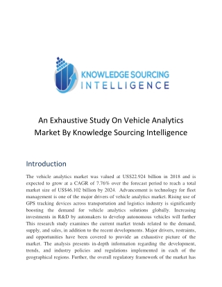 Vehicle Analytics Market Share And Size Analysis