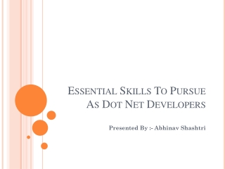 Essential Skills to Pursue As Dot Net Developers