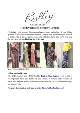 Holiday Dresses & Ridley London