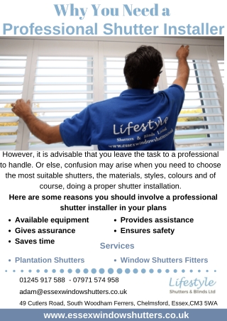 Why You Need a Professional Shutter Installer