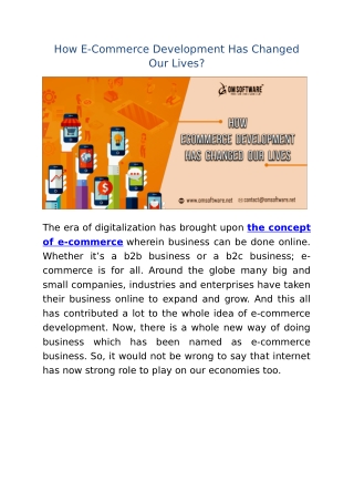 How E-Commerce Development Has Changed Our Lives?