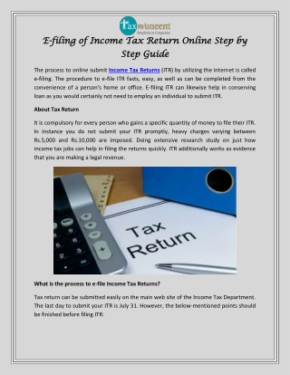 Online Income Tax Return Filing