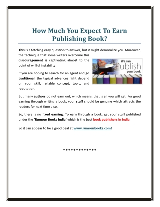 How Much You Expect To Earn Publishing Book?