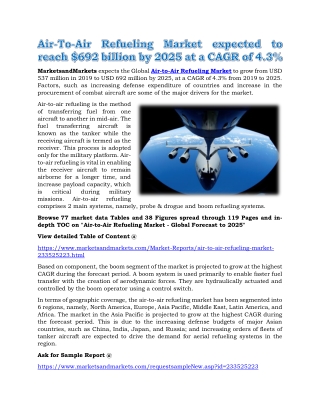 Air-To-Air Refueling Market expected to reach $692 billion by 2025 at a CAGR of 4.3%