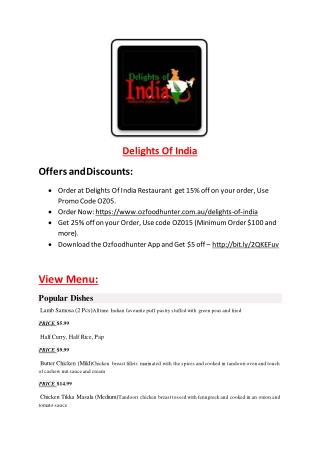 25% Off -Delights Of India-Warwick - Order Food Online