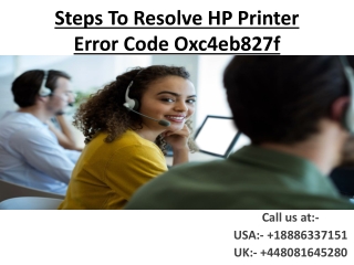 Steps To Resolve HP Printer Error Code Oxc4eb827f