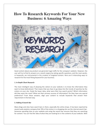 How To Research Keywords For Your New Business: 6 Amazing Ways
