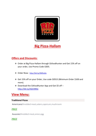 25% Off -Big Pizza-Hallam-Hallam - Order Food Online