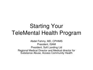 Starting Your TeleMental Health Program