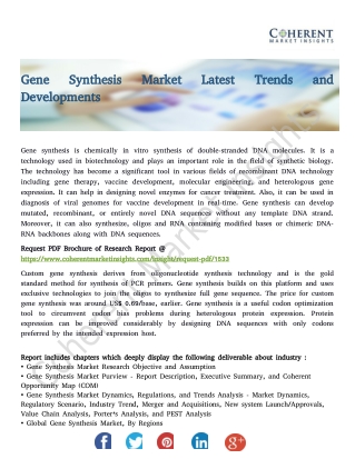 Gene Synthesis Market Latest Trends and Developments