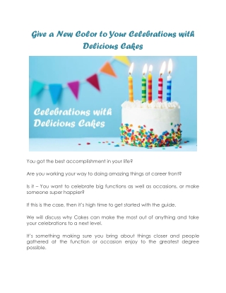 Give a New Color to Your Celebrations with Delicious Cakes