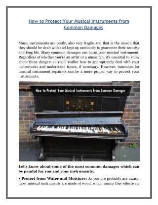 How to Protect Your Musical Instruments from Common Damages