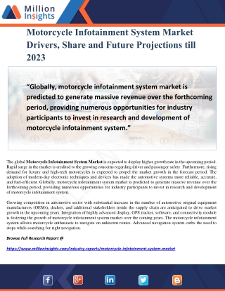 Motorcycle Infotainment System Market Drivers, Share and Future Projections till 2023