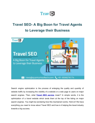 Travel SEO- A Big Boon for Travel Agents to Leverage their Business