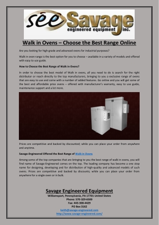 Walk in Ovens – Choose the Best Range Online