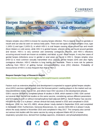 Herpes Simplex Virus (HSV) Vaccines Market Trends Estimates High Demand by 2026