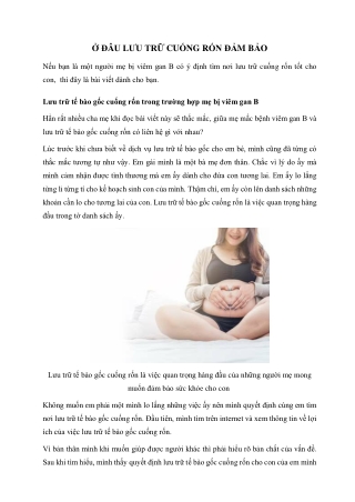Ở đâu lưu trữ cuống rốn đảm bảo