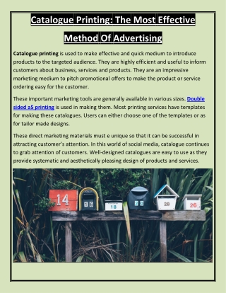 Catalogue Printing: The Most Effective Method Of Advertising