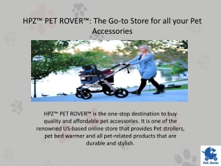 Get quality pet stroller and other pet accessories of HPZ™ PET ROVER™ at affordable price