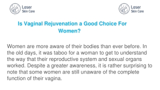 Is Vaginal Rejuvenation a Good Choice For Women?