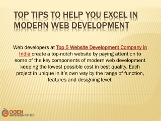 Top Tips to Help You Excel in Modern Web Development