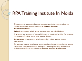 RPA Training Insitute In Noida