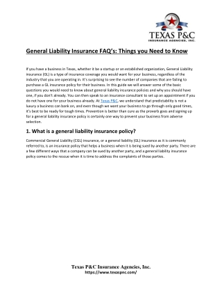 General Liability Insurance FAQ’s: Things you Need to Know