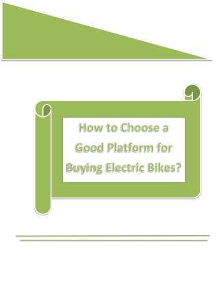 How to Choose a Good Platform for Buying Electric Bikes?