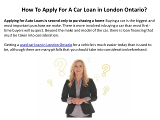 How to Apply for a Car Loan in London Ontario