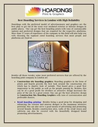 Best Hoarding Services in London with High Reliability