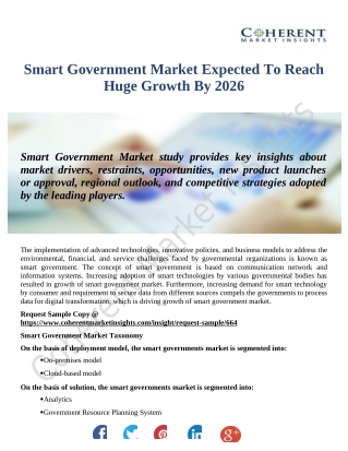 Smart Governments Market 2026: Research Methodology Focuses On Exploring Major Factors Influencing The Industry Developm