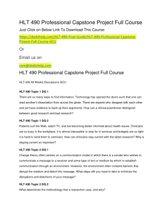 HLT 490 Professional Capstone Project Full Course