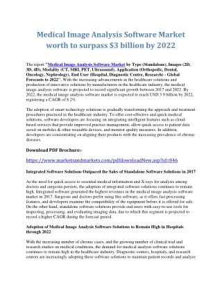 Medical Image Analysis Software Market worth to surpass $3 billion by 2022