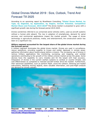 Drones Market Insights With Statistics and Growth Prediction 2019 to 2025