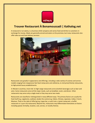 Trouver Restaurant À Bonamoussadi