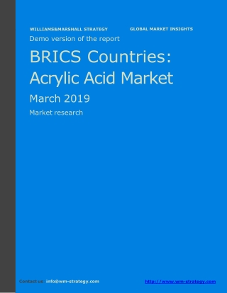 WMStrategy Demo BRICS Countries Acrylic Acid Market March 2019