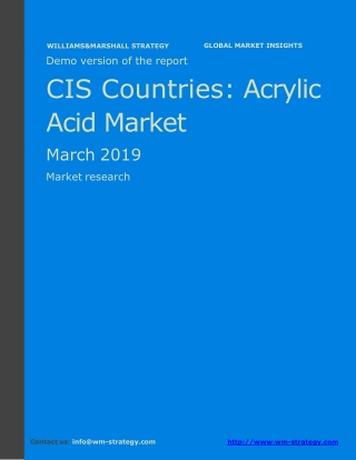 WMStrategy Demo CIS Countries Acrylic Acid Market March 2019