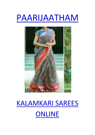 Kalamkari Sarees Online |Sarees 2019 | Latest Sarees| Paarijaatham