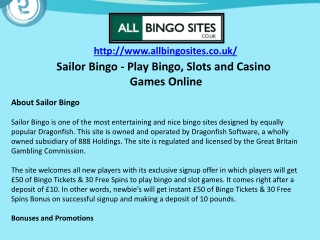 Sailor Bingo - Play Bingo, Slots and Casino Games Online