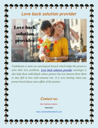 Love back solution provider