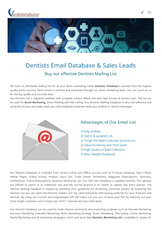 Dentists Email Database- USA